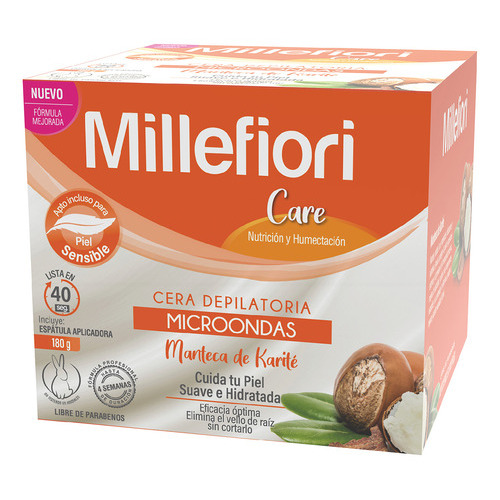 Cera depilatoria para microondas Millefiori extracto manteca de karite