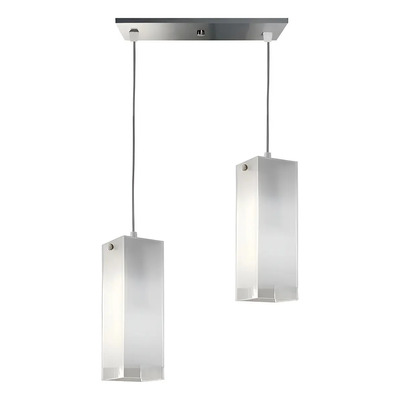 Colgante 2 Luces Vidrios Cuadrados Apto Led E-27 Luz Desing Satinado