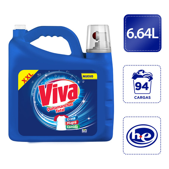 Detergente líquido Viva regular Quitamanchas Total 6.64l