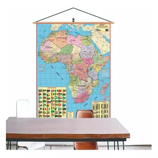 Mapa Africa Africano 120x90 Banner Laminado Gigante Moldura