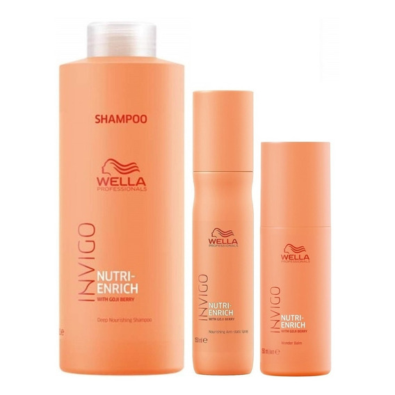 Shampoo 1000ml + Spray + Bálsamo Wella Invigo Nutri Enrich