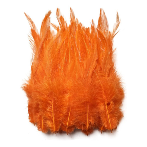 Plumas De Negro Naturales Con 50 Plumas 10-15cm Color Naranja