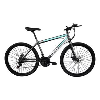 Bicicleta Lumax Rodado 26 Montaña 21 Cambios Shimano Oferta Color Gris/celeste/blanco