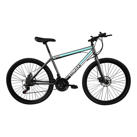 Bicicleta Lumax Rodado 26 Montaña 21 Cambios Shimano Oferta Color Gris/Celeste/Blanco