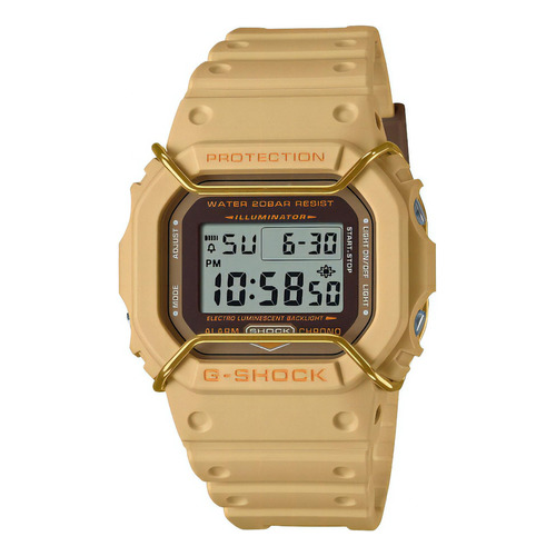 Reloj de pulsera Casio G-Shock GA-100L-2A, digital, fondo café, con correa de resina color café claro, bisel color café claro y hebilla simple
