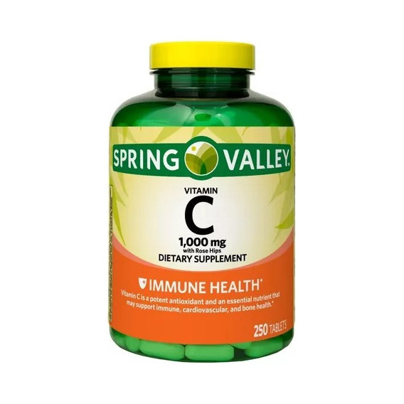 Vitamina C 1000 Mg Spring Valley  Apoyo Inmune 250 Tabletas