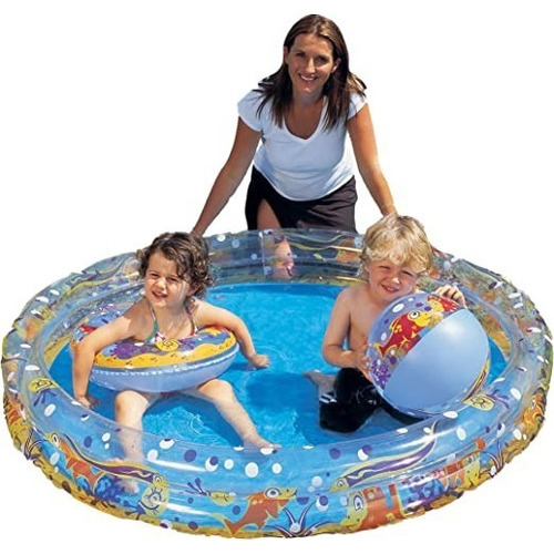 Piscina Inflable Niños Niñas Redonda Ecology 147cm X 25cm Color Fondo marino