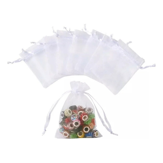 Pack De 30 Bolsitas De Organza Chicas 8,5 X 7 Color Blanco 