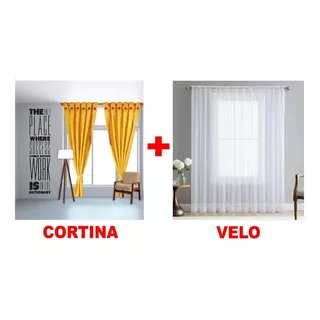 Combo Cortinas Modernas + Velo Suizo 280cm Ancho X210cm Alto