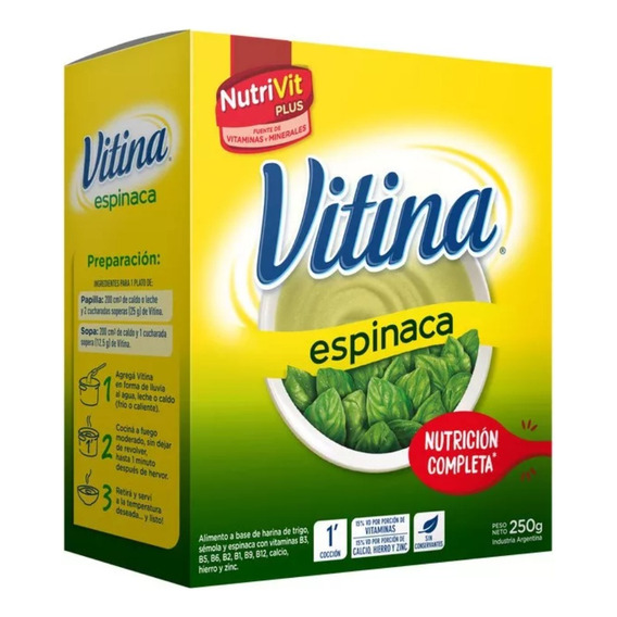 Alimento Vitina Espinaca Caja 250gr X 6 Unidades 