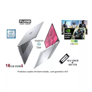 Notebook Dell Gamer 7560 I7 7ª Gen 16gb Ssd M2+hd1 Tb/ 940mx