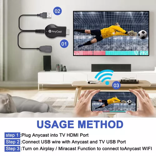 Adaptador de espejo inalámbrico WiFi HDMI pantalla compartida para iPhone  IOS Android a TV Coche