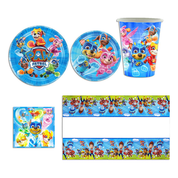 Kit Fiesta Paw Patrol Platos Y Vasos Desechables 51 Piezas