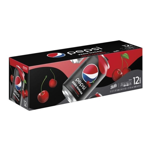 Refresco Pepsi Cherry Zero Sugar 12 Latas De 355ml*importado