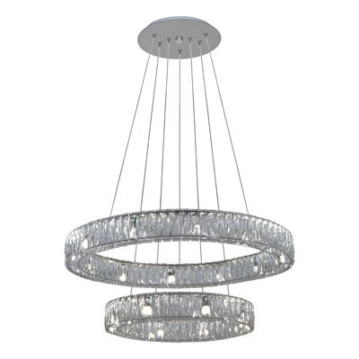 Colgante Doble Aro Cristal Ring Ice Tensores En Base Pal Cromo