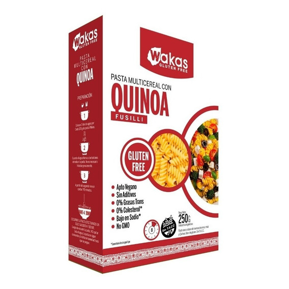 Wakas pasta quinoa fusilli multicereal 250g sin tacc