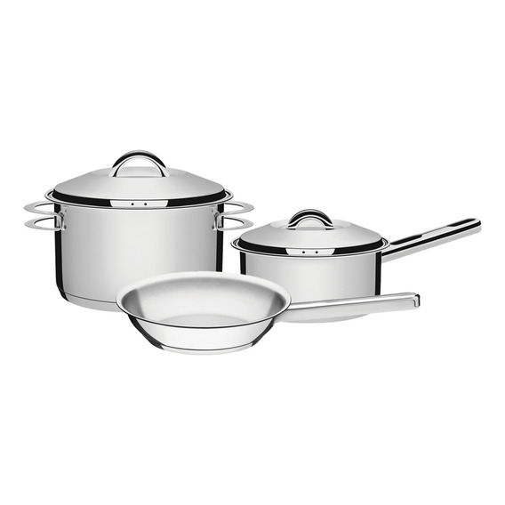 Batería De Cocina Tramontina Acero Inox Triple Fondo 3 Pzas