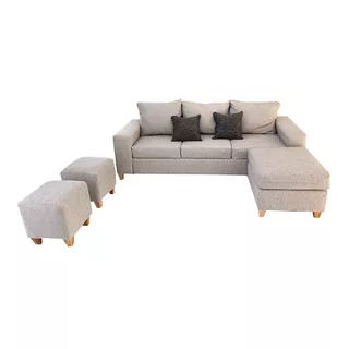 Sillon Esquinero Rinconero Con Dos Puff Chenille Premium