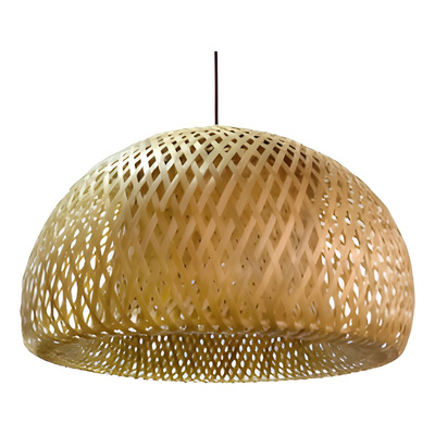 Colgante Deco Moderno De Bambu 45cm Natural Apto Led E27 