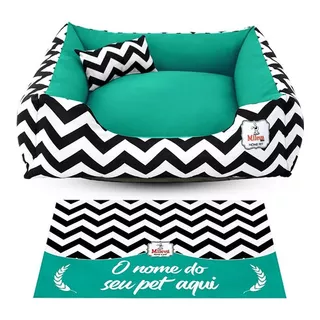 Cama Cachorro Gato Pet Tam 60x60 + Jogo Americano Pet 33x50 Cor Chevron Cancún