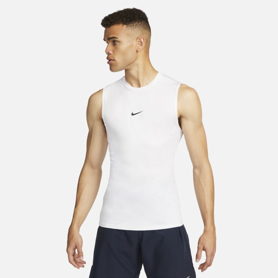 Playera De Fitness Drifit Hombre Nike Pro Blanco