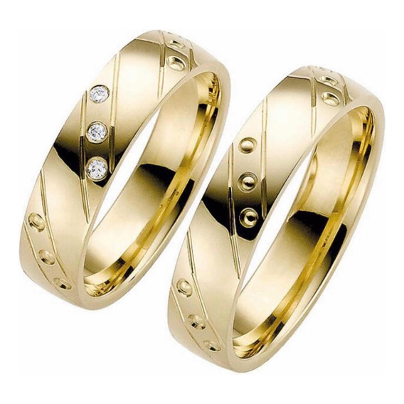 Par De Anillos De Matrimonio Oro Amarillo 10k 6mm Clásicos