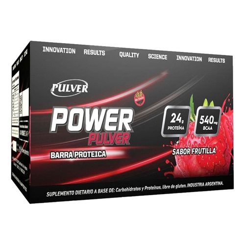 Power Bar X 12 Unidades Pulver Barras Proteicas Sin Tacc Sabor Frutilla