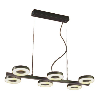 Colgante 6 Luces Led Longboat Negro 40w Altura Regulabe Negro