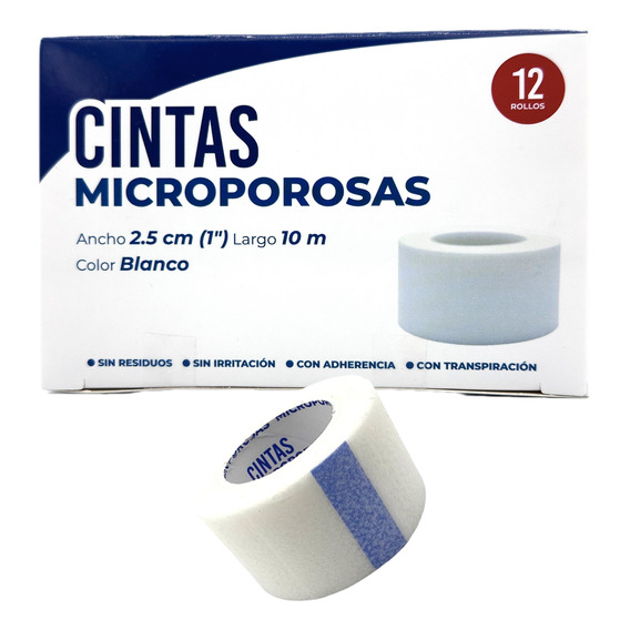 Cinta Microporosa Blanca 2.5 Cm X 10 Mts Caja Con 12