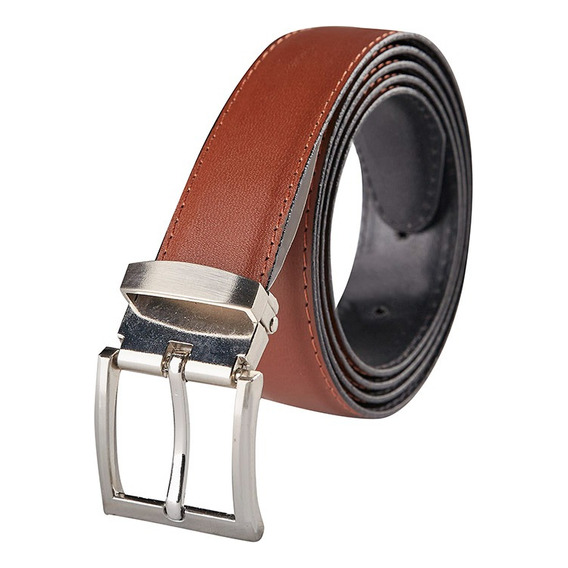 Cinturon De Piel Básico, Doble Vista. Color Marrón Talla Unitalla