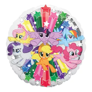 4 Globos My Little Pequeño Pony Plata Met 18 Fiesta Decora