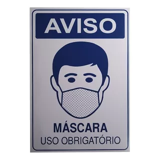 10 Placas Cor_uso De Máscaras Obrigatório - 20x30 Cm Cada