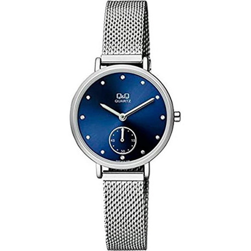 Reloj Metal Dama Q&q Qa97j212y Cara Azul Petatillo Lujo Color de la correa Plata Color del bisel Plata