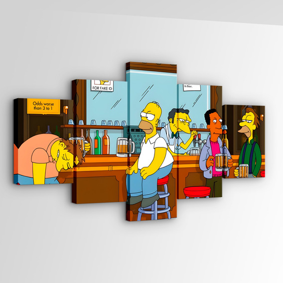 Set De Cuadros Canvas La Taberna De Moe Los Simpson