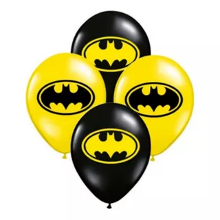 Globos Látex 12 PuLG. Batman X 10 Pzas Amarillos Y Negros