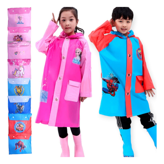 Capa Impermeable De Lluvia Niño Niña Capucha Inflable Muñeco