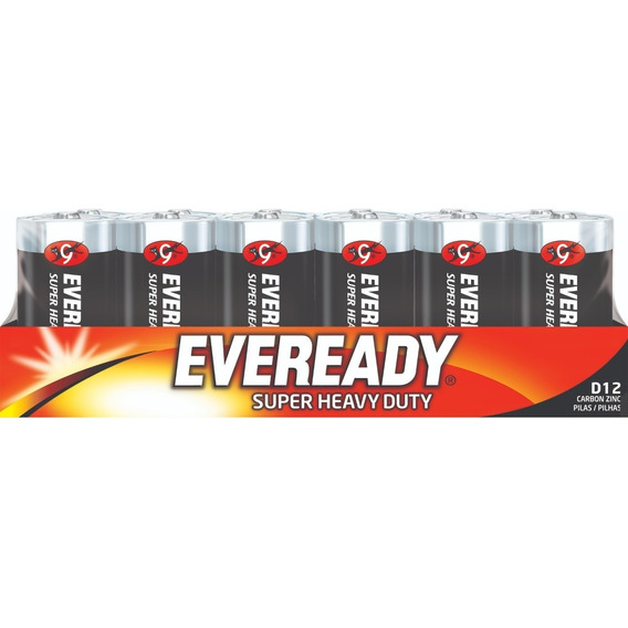 Pila Eveready Tipo D Grande Carbon Zinc Charola Pack X 12 