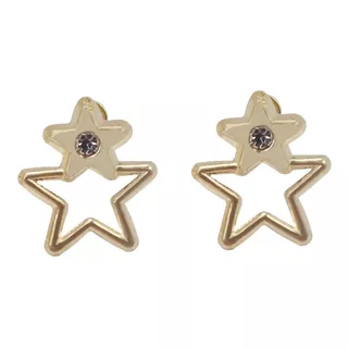 Amor Eterno - Broqueles Estrella Bisel Siluet Aretes Oro 10k