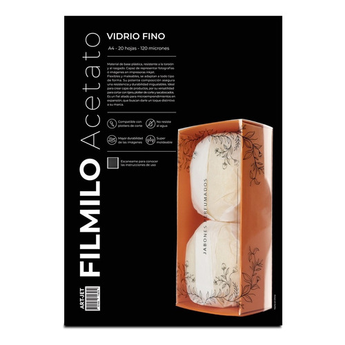 Filmilo Acetato Vidrio Fino 120mic - Art-jet® - A4 - 20hojas Color Blanco