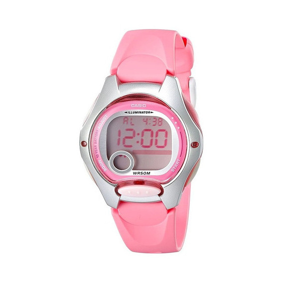 Reloj Mujer Casio Lw-200-4b Rosado Digital / Color Del Fondo Negro Color De La Correa Rosa