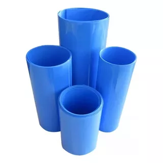 5 Mt Tubo Termo Retrátil Pvc Azul 66mm Chato / Diam 42,6mm