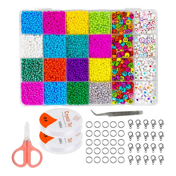 Kit 16 Colores Cuentas Para Crear Pulseras C/ Estuche El Rey