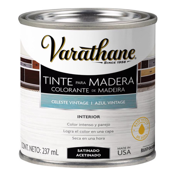 Tinte Para Madera Varathane 237 Ml Color Celeste Vintage