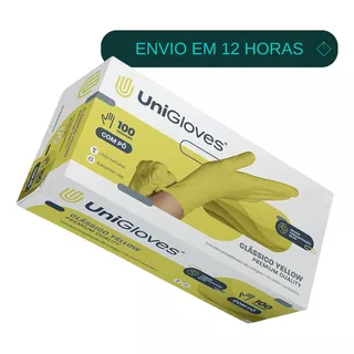 Luva Latex C/ Pó Clássico Amarelo 100 Und - Unigloves G Cor Yellow