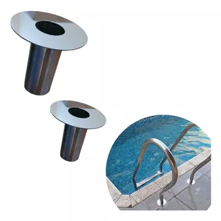 Par Chumbadores Inox Suporte Escada De Piscina