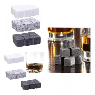 6 Hielos Cubos Piedras Rocas Grandes Soapstone Para Whisky Color Blanco