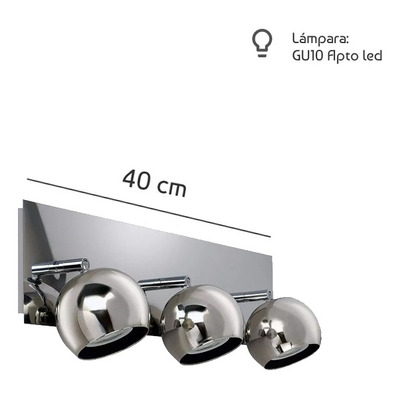 Aplique 3 Luces Bocha Cromo Led Luz Desing 220v.