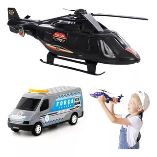 Kit Helicóptero De Brinquedo Infantil Carrinho Militar