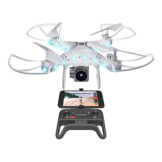 Drone Cuadricoptero Cámara Hd Transmite Vivo Pantalla Lcd Color Blanco