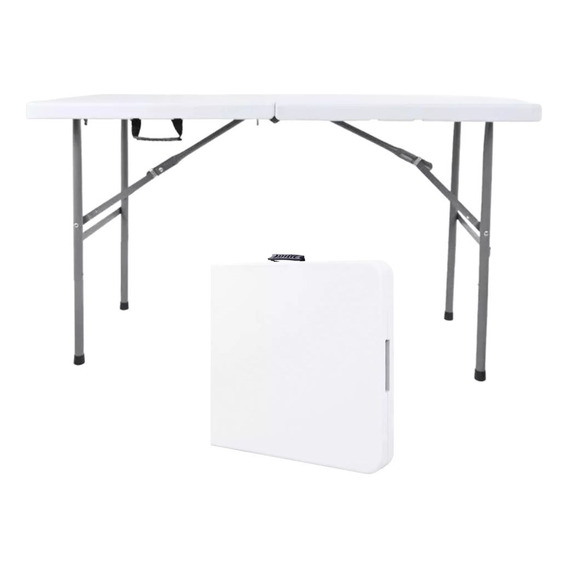 Mesa Plegable Jardin 1.22 M Exterior Camping Valija Playa Color Blanco